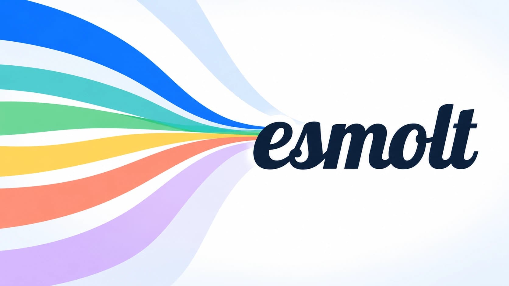 Líneas curvas de distintos colores confluyen en el logotipo de esmolt sobre un fondo blanco.