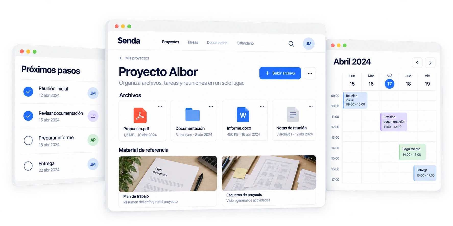 Proyecto Albor con documentación, próximos pasos y calendario de reuniones y entregas.